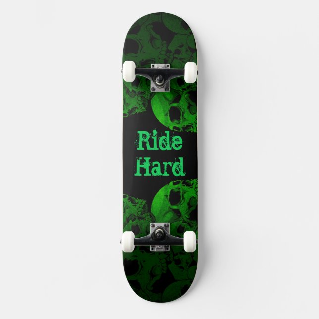 Ride Hard Grönt Döskallars Mini Skateboard Bräda 18,7 Cm (Framsida)
