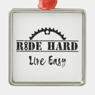 Ride Hard Live Easy Cycling Julgransprydnad Metall