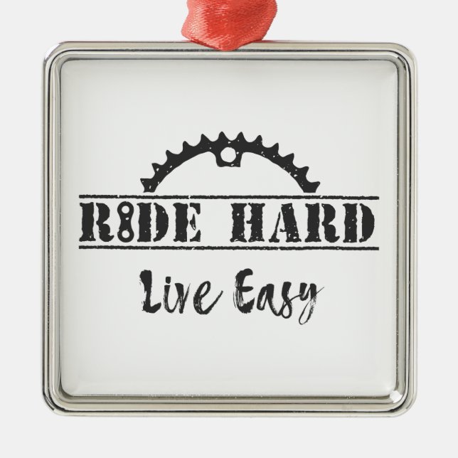 Ride Hard Live Easy Cycling Julgransprydnad Metall (Framsidan)