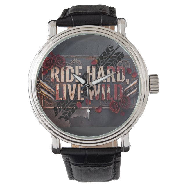 ride hard live wild armbandsur (Framsida)