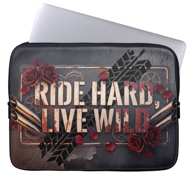 ride hard live wild laptop fodral (Framsidan)