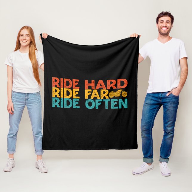 Ride hard Ride Far Ride Ofta motorcykelförare Fleecefilt (På plats)