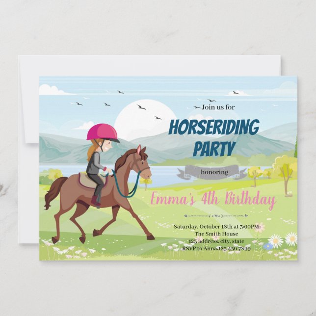Ride Horseback-flickfödelsedag Inbjudningar (Framsida)
