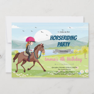 Ride Horseback-flickfödelsedag Inbjudningar