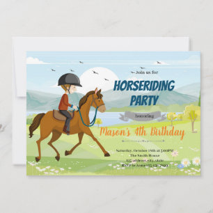 Ride Horseback-pojkens födelsedag Inbjudningar