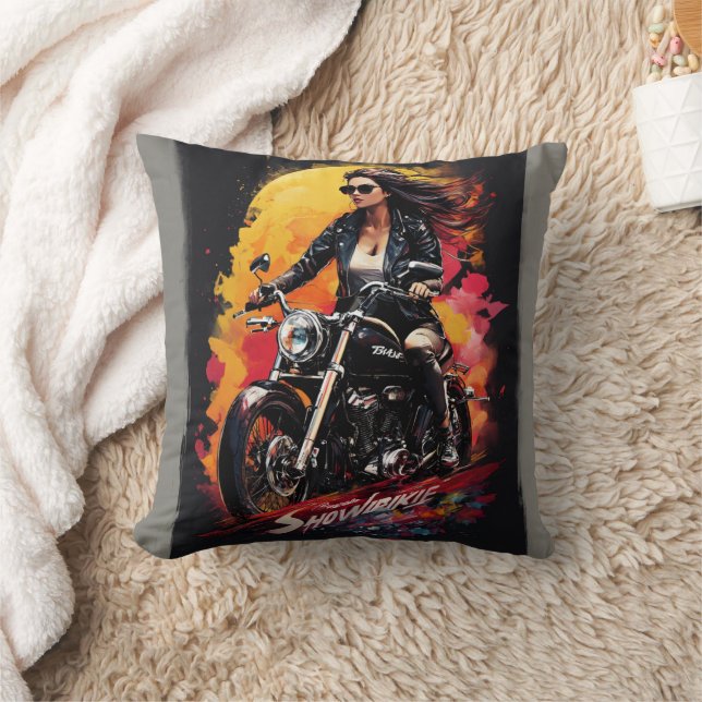 Ride i Stil: Fet Biker Dekorativ kudde" Kudde (Filt)