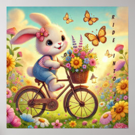 Ride Into Joy - Bunny Bicycle Poster