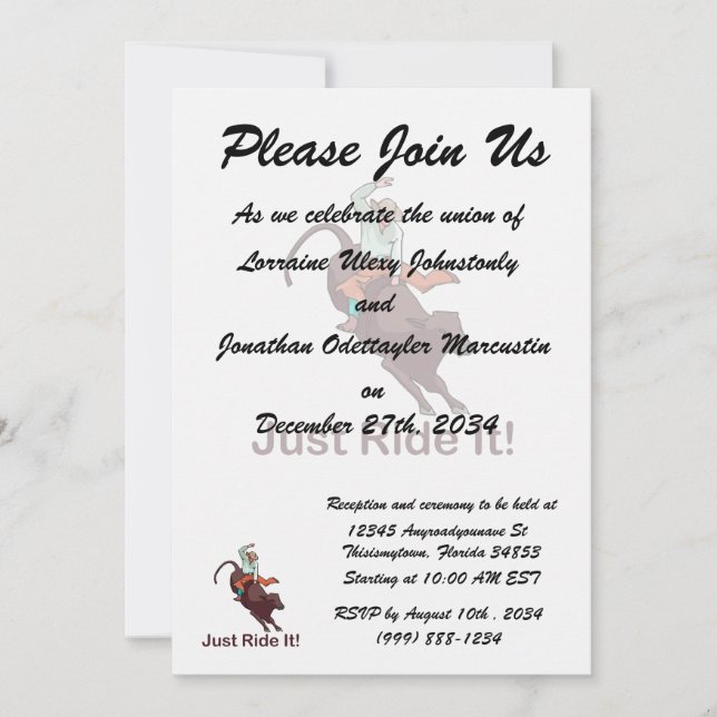 Ride It Cowboy och Bull Inbjudningar (Framsida)