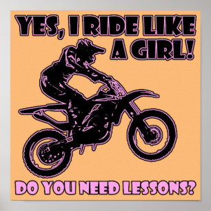 Ride Like A Girl Dirt Bike Motocross Poster Sign