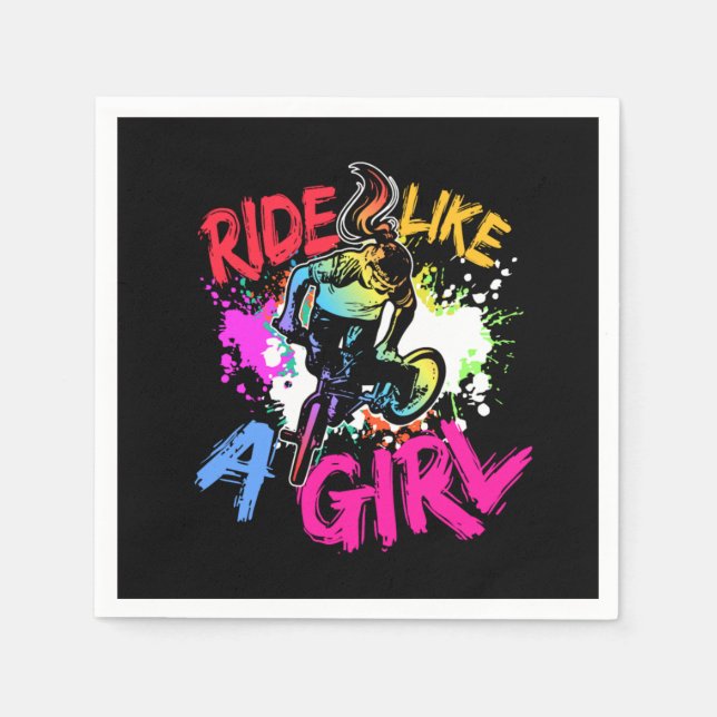 Ride Lke A Girl BMX Biker Gift Idea Pappersservett (Framsidan)