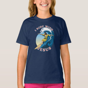 Ride med Jesus Surfing Jesus Illustration T Shirt