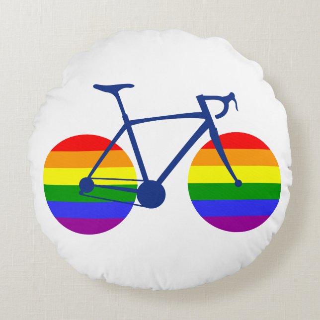 Ride med Pride Bike Rund Kudde (Framsidan)