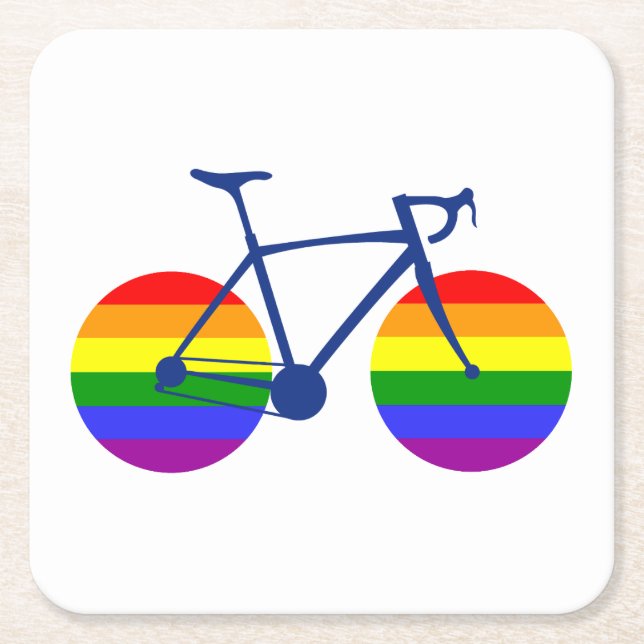 Ride med Pride Bike Underlägg Papper Kvadrat (Framsidan)