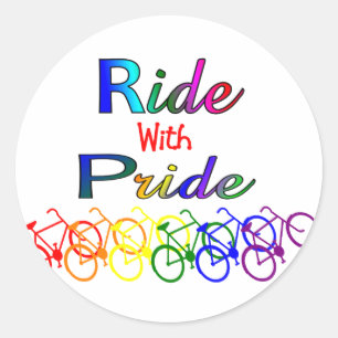 Ride med Pride Gay Lesbisk Cyclist-gåvor Runt Klistermärke
