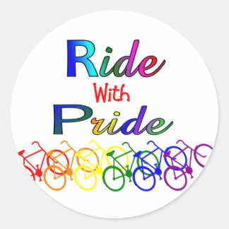 Ride med Pride Gay Lesbisk Cyclist-gåvor Runt Klistermärke