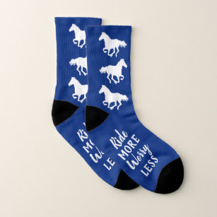 Ride mer oroande mindre blåa hästar Riding Strumpor