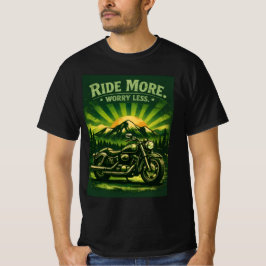 Ride More Worry Less Motorcykel Solnedgång T-Shirt