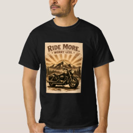 Ride More Worry Less Motorcykel Solnedgång T-Shirt