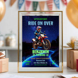 Ride on over - Motocross/Motorcle Themme Birthday Inbjudningar