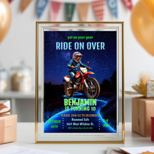Ride on over - Motocross/Motorcle Themme Birthday Inbjudningar