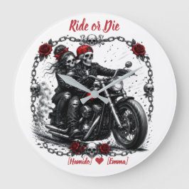 Ride or Die Personlig Skelettpar Stor Klocka