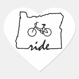 Ride Oregon (cykling) Hjärtformat Klistermärke