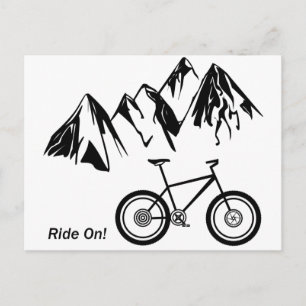 Ride på! Mountain Bike Silhouette w/ Mountains Vykort