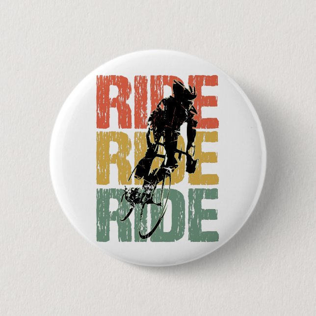 Ride Ride Ride Vintage Bicycle Rider Knapp (Framsida)