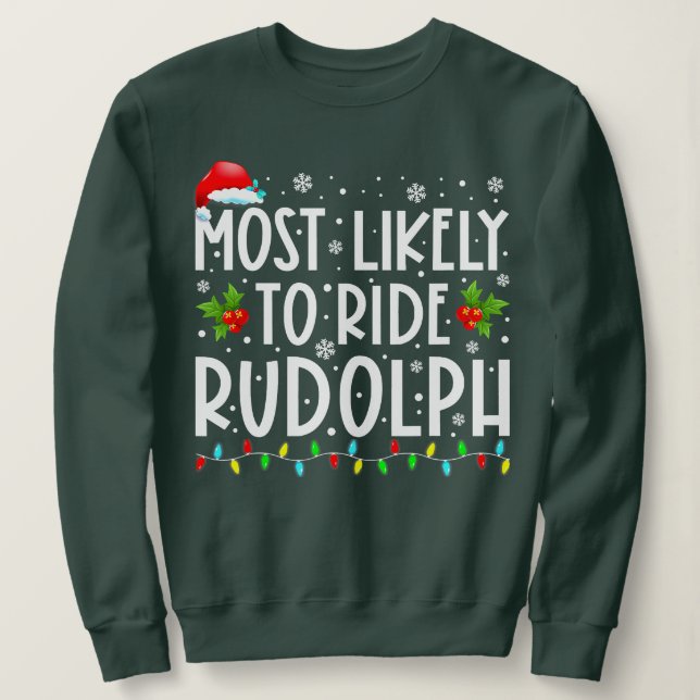 Ride Rudolph Älskare Funny-julen T Shirt (Design framsida)