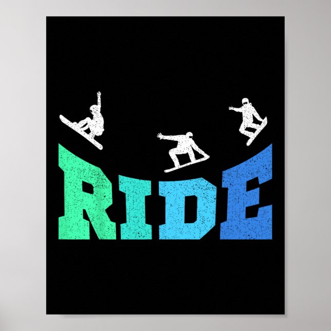 Ride Snowboard Snowboarder Snowboarder Boys Kids Poster (Framsidan)