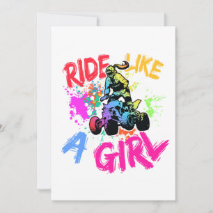 Ride som en flicka Quad Bike ATV Rider Girl Inbjudningar