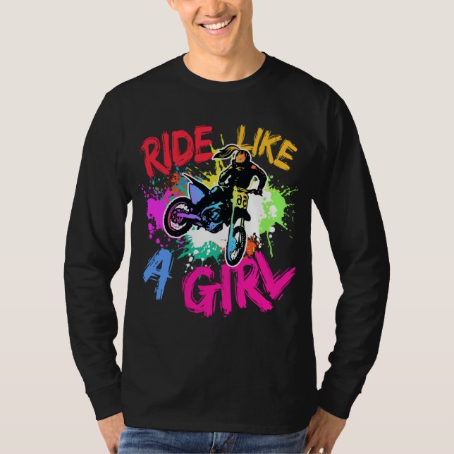 Ride som en Girl Motocross Älskare Dirt Bike Biker T Shirt (Framsida)