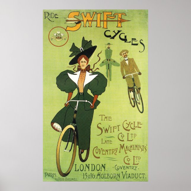 Ride Swift Cycles Vintage affisch (Framsidan)