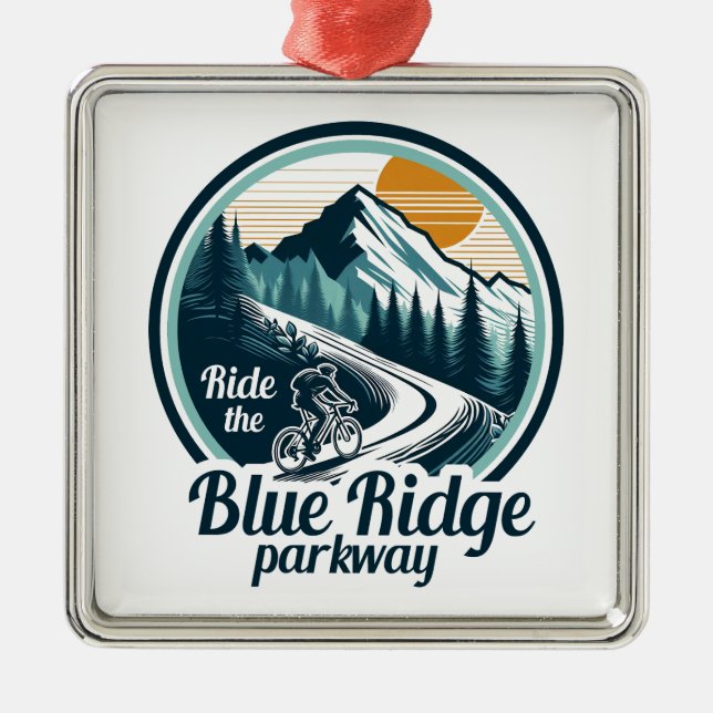 Ride the Blue Ridge Parkway Cycling Julgransprydnad Metall (Framsidan)