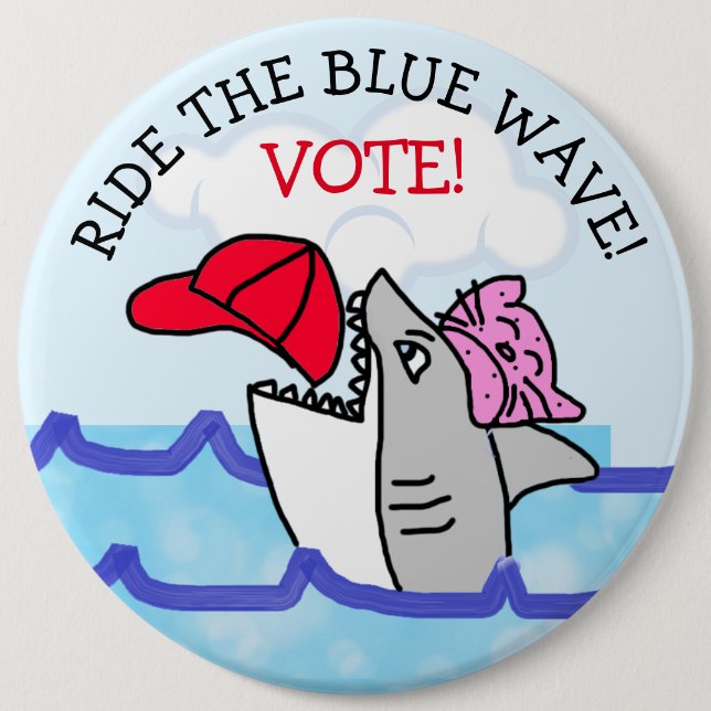 Ride the Blue Way Pro Democrat Anti Trump Knapp (Framsida)