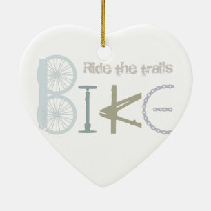 Ride the Trails Bike Graffiti Sport Quote Julgransprydnad Keramik
