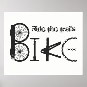 "Ride the Trails" Bike Ord från reservdelar Poster