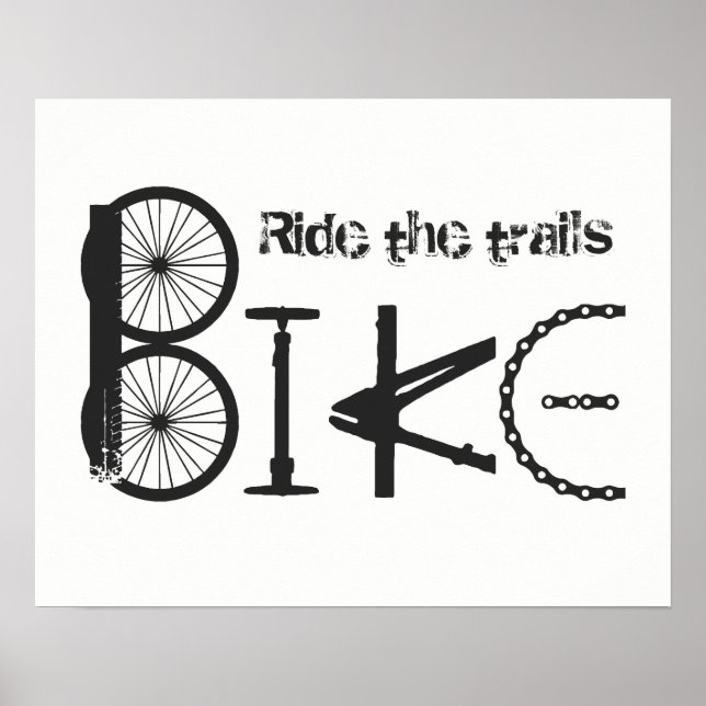 "Ride the Trails" Bike Ord från reservdelar Poster (Framsidan)