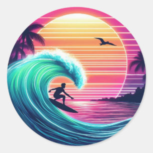 Ride the Wave at Sunset Runt Klistermärke