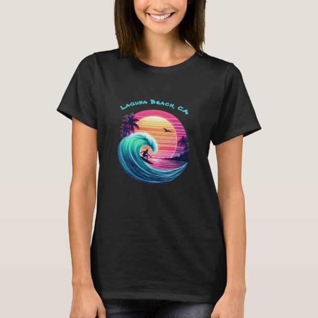 Ride the Wave at Sunset T Shirt (Framsida)
