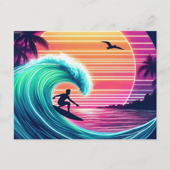 Ride the Wave at Sunset Vykort (Framsida)