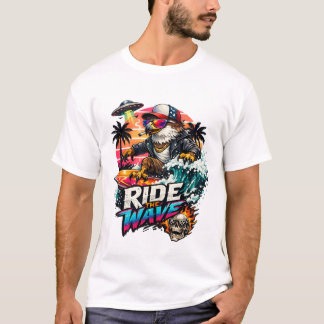 Ride the Wave Eagle Surfer T Shirt
