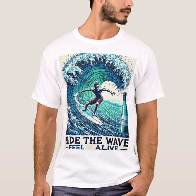 Ride the Wave, Feel Alive - Surfer T-Shirt (Framsida)