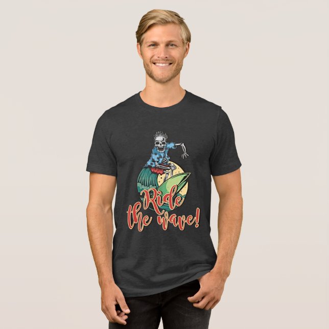 Ride the Wave - Retro Surfa Skeleton Tee (Framsida Full)