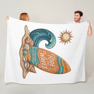 Ride the Waves Surfboard Illustration - Tropical B Fleecefilt
