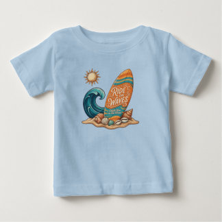 Ride the Waves Surfboard Illustration - Tropical S T Shirt