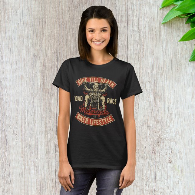 Ride till Death Biker Lifestyle T Shirt (Skapare uppladdad)