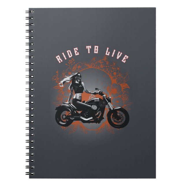 Ride to Life - Biker Girl Anteckningsbok (Framsidan)