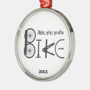 Ride Trail Bike Graffiti inspirationcitat M Julgransprydnad Metall