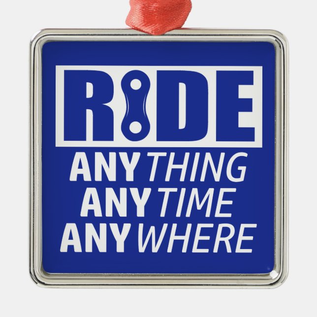 Ride, vad som helst, när som helst. julgransprydnad metall (Framsidan)